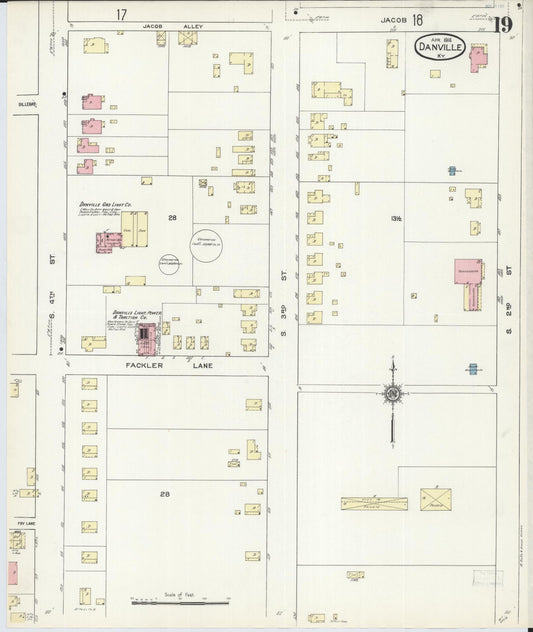 Sanborn Fire Insurance Map from Danville, Boyle County, Kentucky (1914), Sheet #0019 - Historic Sanborn Fire Insurance Map Print, vintage old map wall art, antique decor, genealogy gift, Kentucky Kentucky map