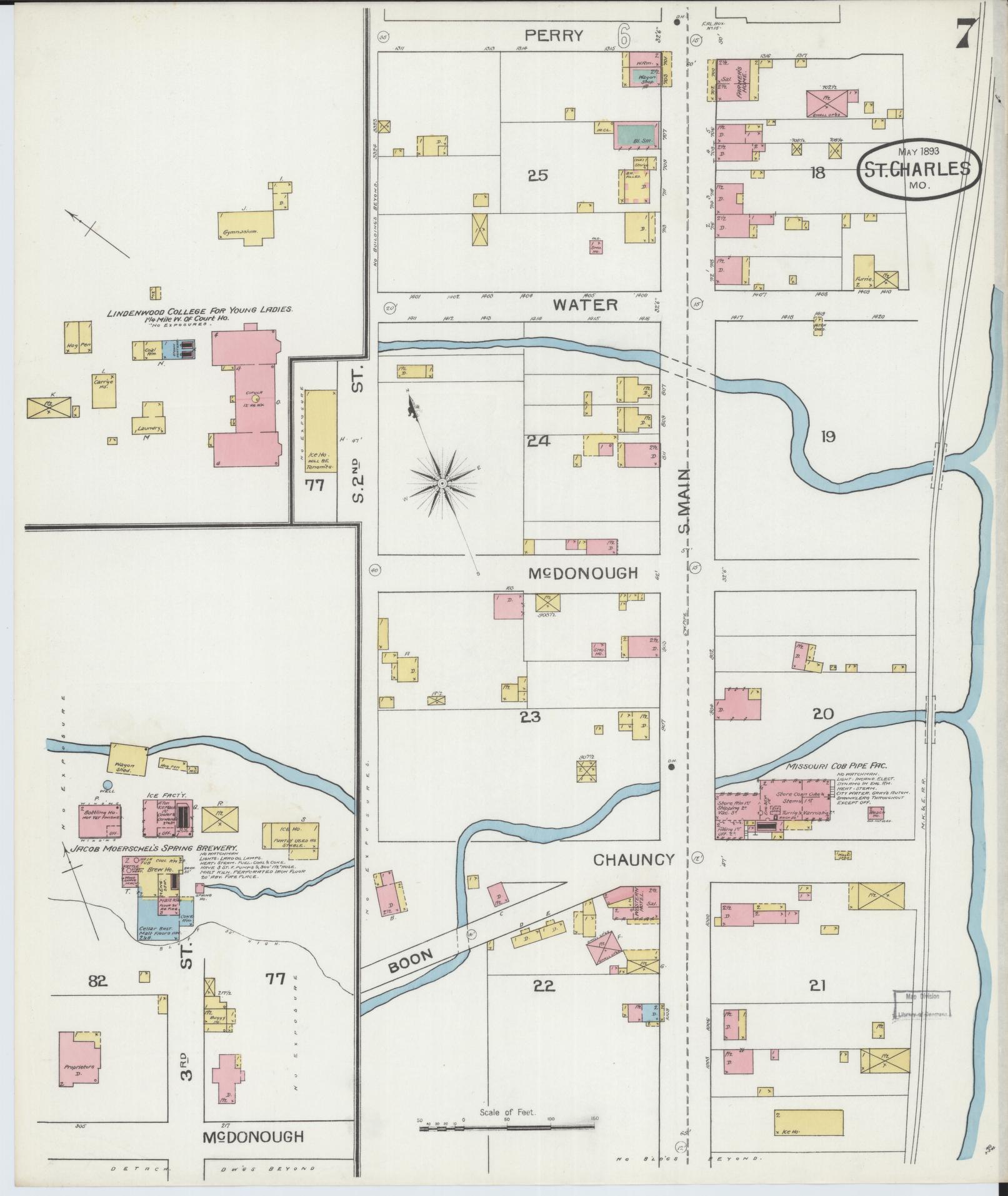 Sanborn Fire Insurance Map from Saint Charles, Saint Charles County, Missouri (1893), Sheet #0007 - Complete Map Set gallery image, historic Sanborn map, vintage wall art, Missouri Missouri