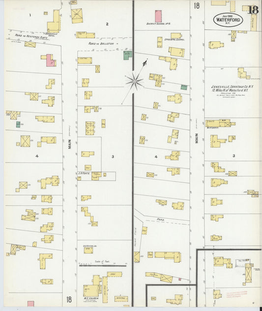Sanborn Fire Insurance Map from Waterford, Saratoga County, New York (1902), Sheet #0018 - Historic Sanborn Fire Insurance Map Print, vintage old map wall art, antique decor, genealogy gift, New York New York map