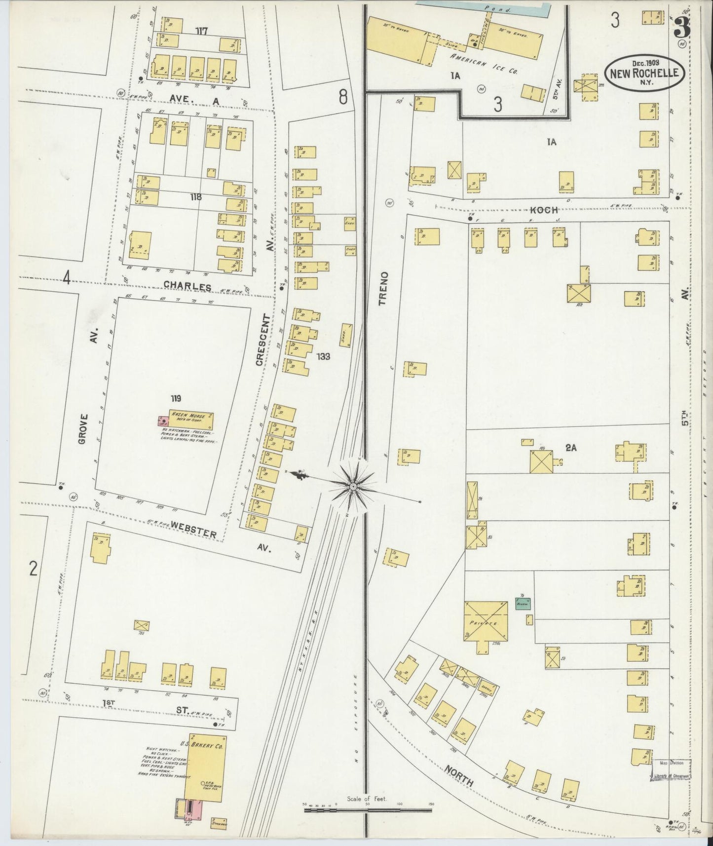 Sanborn Fire Insurance Map from New Rochelle, Westchester County, New York (1903), Sheet #0003 - Complete Map Set gallery image, historic Sanborn map, vintage wall art, New York New York