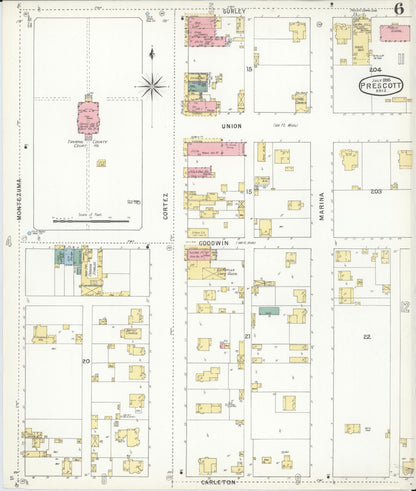 Sanborn Fire Insurance Map from Prescott, Yavapai County, Arizona (1895), Sheet #0006 - Complete Map Set gallery image, historic Sanborn map, vintage wall art, Arizona Arizona