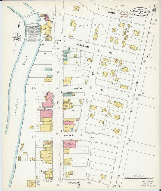 Sanborn Fire Insurance Map from Montevideo, Chippewa County, Minnesota (1899), Sheet #0004 - Historic Sanborn Fire Insurance Map Print, vintage old map wall art, antique decor, genealogy gift, Minnesota Minnesota map