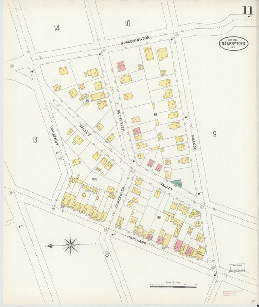 Sanborn Fire Insurance Map from Tarrytown, Westchester County, New York (1903), Sheet #0011 - Historic Sanborn Fire Insurance Map Print, vintage old map wall art, antique decor, genealogy gift, New York New York map