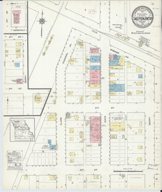 Sanborn Fire Insurance Map from Conception Junction, Nodaway County, Missouri (1914), Sheet #0001 - Historic Sanborn Fire Insurance Map Print, vintage old map wall art, antique decor, genealogy gift, Missouri Missouri map