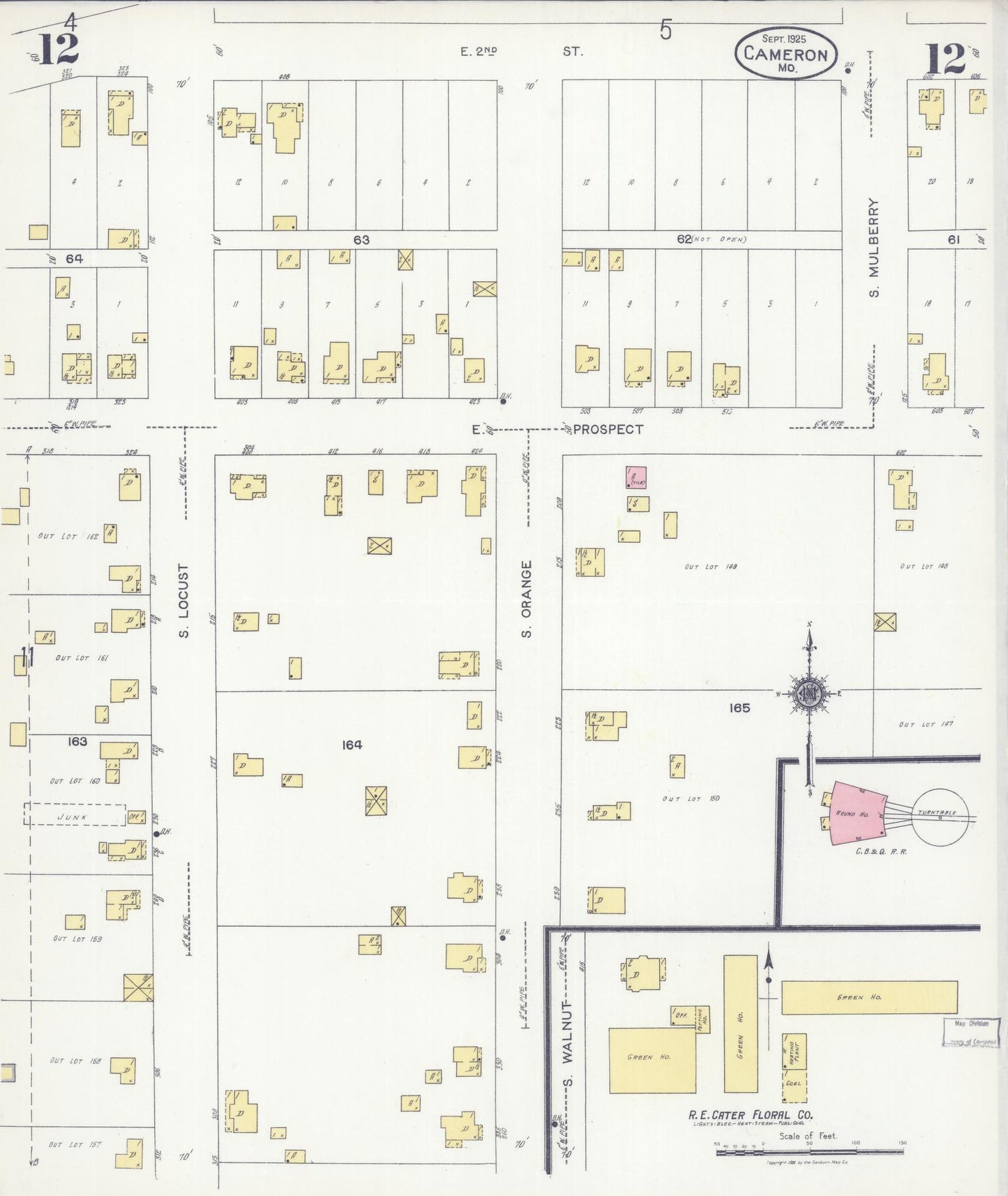 Sanborn Fire Insurance Map from Cameron, Clinton County, Missouri (1925), Sheet #0012 - Complete Map Set gallery image, historic Sanborn map, vintage wall art, Missouri Missouri