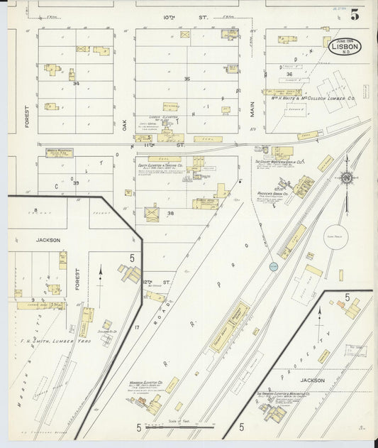 Sanborn Fire Insurance Map from Lisbon, Ransom County, North Dakota (1914), Sheet #0005 - Historic Sanborn Fire Insurance Map Print, vintage old map wall art, antique decor, genealogy gift, North Dakota North Dakota map