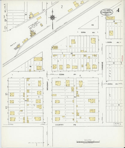Sanborn Fire Insurance Map from Carnegie, Caddo County, Oklahoma (1922), Sheet #0004 - Complete Map Set gallery image, historic Sanborn map, vintage wall art, Oklahoma Oklahoma