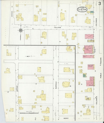 Sanborn Fire Insurance Map from Clayton, Barbour County, Alabama (1910), Sheet #0003 - Complete Map Set gallery image, historic Sanborn map, vintage wall art, Alabama Alabama