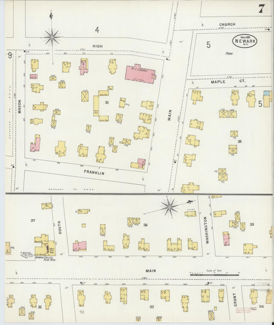 Sanborn Fire Insurance Map from Newark, Wayne County, New York (1898), Sheet #0007 - Historic Sanborn Fire Insurance Map Print, vintage old map wall art, antique decor, genealogy gift, New York New York map