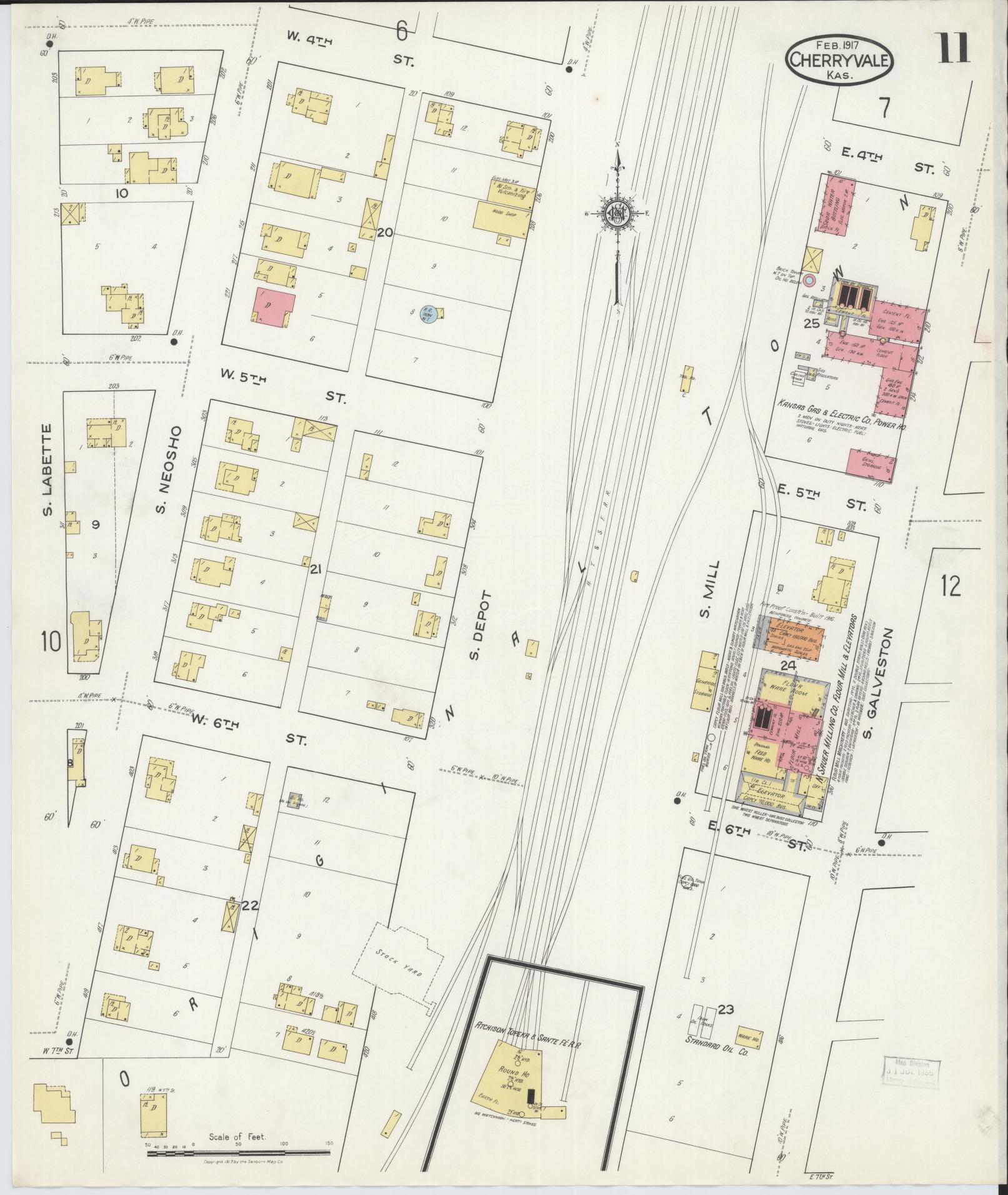 Sanborn Fire Insurance Map from Cherryvale, Montgomery County, Kansas (1917), Sheet #0011 - Complete Map Set gallery image, historic Sanborn map, vintage wall art, Kansas Kansas