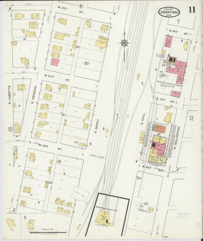 Sanborn Fire Insurance Map from Cherryvale, Montgomery County, Kansas (1917), Sheet #0011 - Complete Map Set gallery image, historic Sanborn map, vintage wall art, Kansas Kansas