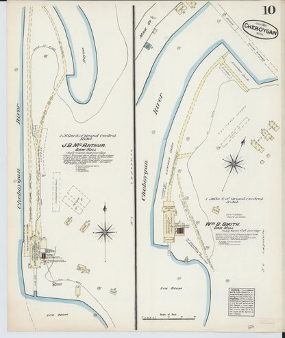 Sanborn Fire Insurance Map from Cheboygan, Cheboygan County, Michigan (1884), Sheet #0010 - Complete Map Set gallery image, historic Sanborn map, vintage wall art, Michigan Michigan