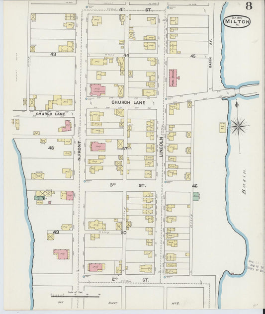 Sanborn Fire Insurance Map from Milton, Northumberland County, Pennsylvania (1890), Sheet #0008 - Historic Sanborn Fire Insurance Map Print, vintage old map wall art, antique decor, genealogy gift, Pennsylvania Pennsylvania map