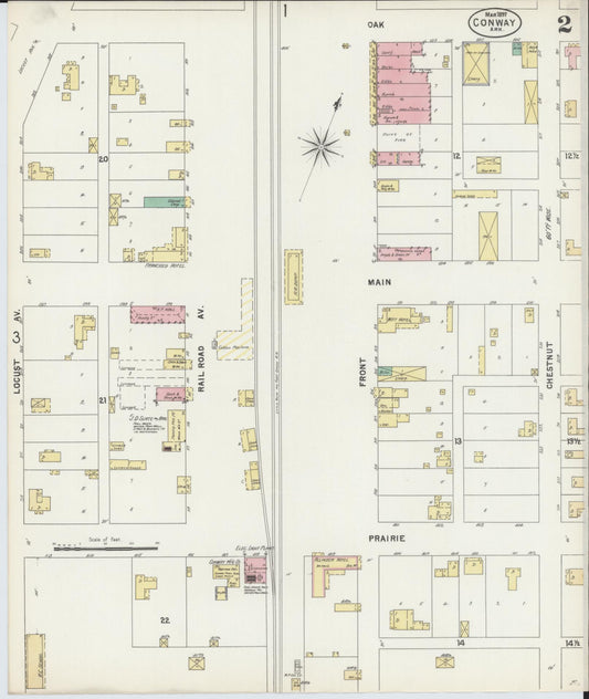 Sanborn Fire Insurance Map from Conway, Faulkner County, Arkansas (1897), Sheet #0002 - Historic Sanborn Fire Insurance Map Print, vintage old map wall art, antique decor, genealogy gift, Arkansas Arkansas map