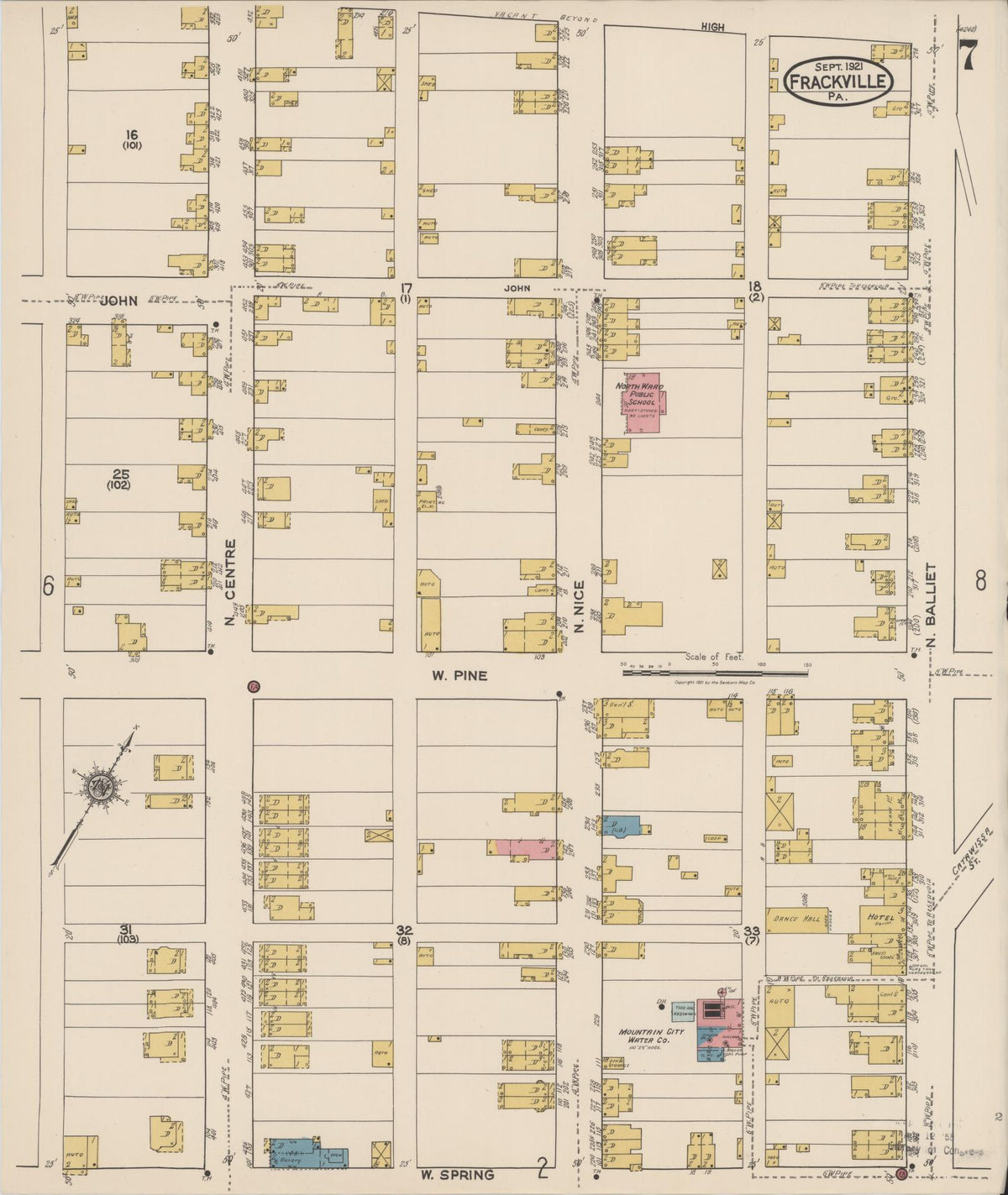 Sanborn Fire Insurance Map from Frackville, Schuylkill County, Pennsylvania (1921), Sheet #0007 - Complete Map Set gallery image, historic Sanborn map, vintage wall art, Pennsylvania Pennsylvania