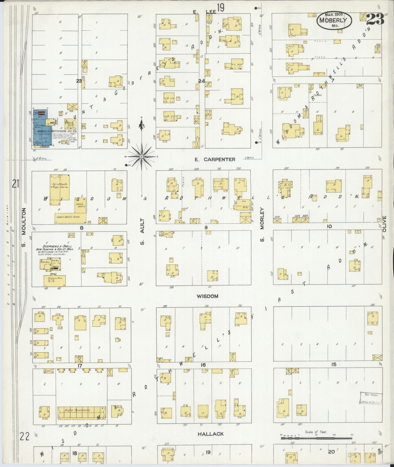 Sanborn Fire Insurance Map from Moberly, Randolph County, Missouri (1909), Sheet #0023 - Complete Map Set gallery image, historic Sanborn map, vintage wall art, Missouri Missouri