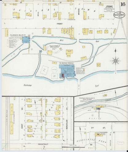 Sanborn Fire Insurance Map from Kankakee, Kankakee County, Illinois (1901), Sheet #0016 - Complete Map Set gallery image, historic Sanborn map, vintage wall art, Illinois Illinois
