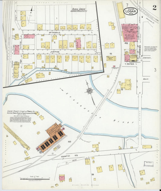 Sanborn Fire Insurance Map from Logan, Logan County, West Virginia (1918), Sheet #0002 - Historic Sanborn Fire Insurance Map Print, vintage old map wall art, antique decor, genealogy gift, West Virginia West Virginia map