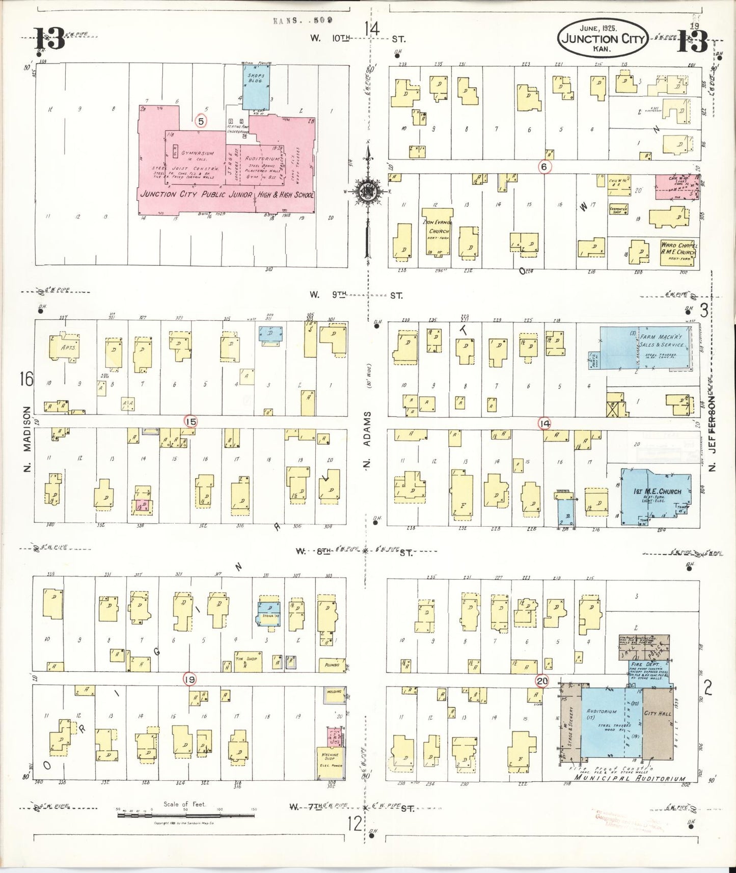 Sanborn Fire Insurance Map from Junction City, Geary County, Kansas (1947), Sheet #0013 - Complete Map Set gallery image, historic Sanborn map, vintage wall art, Kansas Kansas