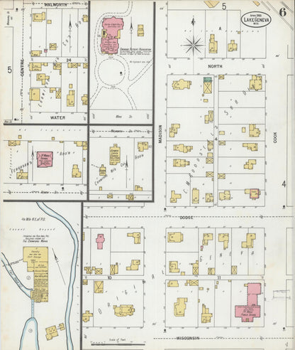 Sanborn Fire Insurance Map from Lake Geneva, Walworth County, Wisconsin (1900), Sheet #0006 - Complete Map Set gallery image, historic Sanborn map, vintage wall art, Wisconsin Wisconsin