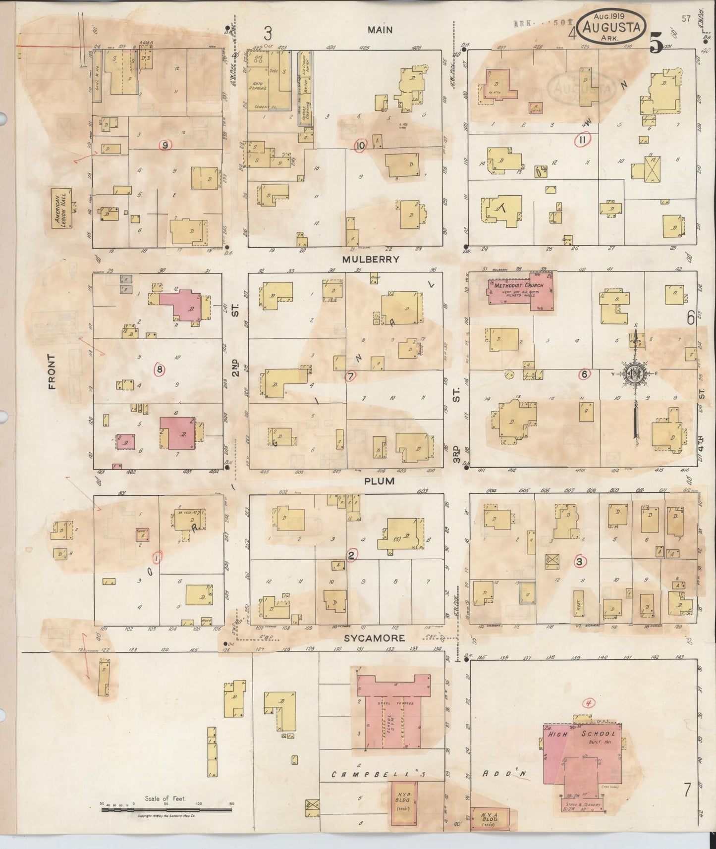 Sanborn Fire Insurance Map from Augusta, Woodruff County, Arkansas (1941), Sheet #0005 - Historic Sanborn Fire Insurance Map Print, vintage old map wall art, antique decor, genealogy gift, Arkansas Arkansas map