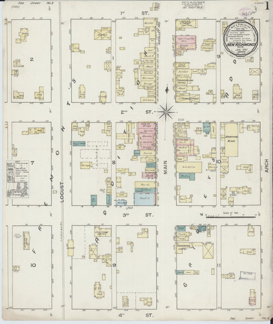 Sanborn Fire Insurance Map from New Richmond, St. Croix County, Wisconsin (1887), Sheet #0001 - Historic Sanborn Fire Insurance Map Print, vintage old map wall art, antique decor, genealogy gift, Wisconsin Wisconsin map
