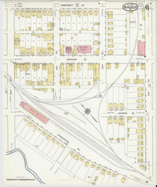 Sanborn Fire Insurance Map from Windber, Somerset County, Pennsylvania (1916), Sheet #0006 - Historic Sanborn Fire Insurance Map Print, vintage old map wall art, antique decor, genealogy gift, Pennsylvania Pennsylvania map