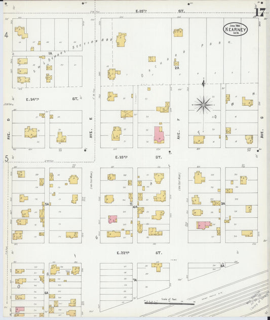 Sanborn Fire Insurance Map from Kearney, Buffalo County, Nebraska (1904), Sheet #0017 - Historic Sanborn Fire Insurance Map Print, vintage old map wall art, antique decor, genealogy gift, Nebraska Nebraska map