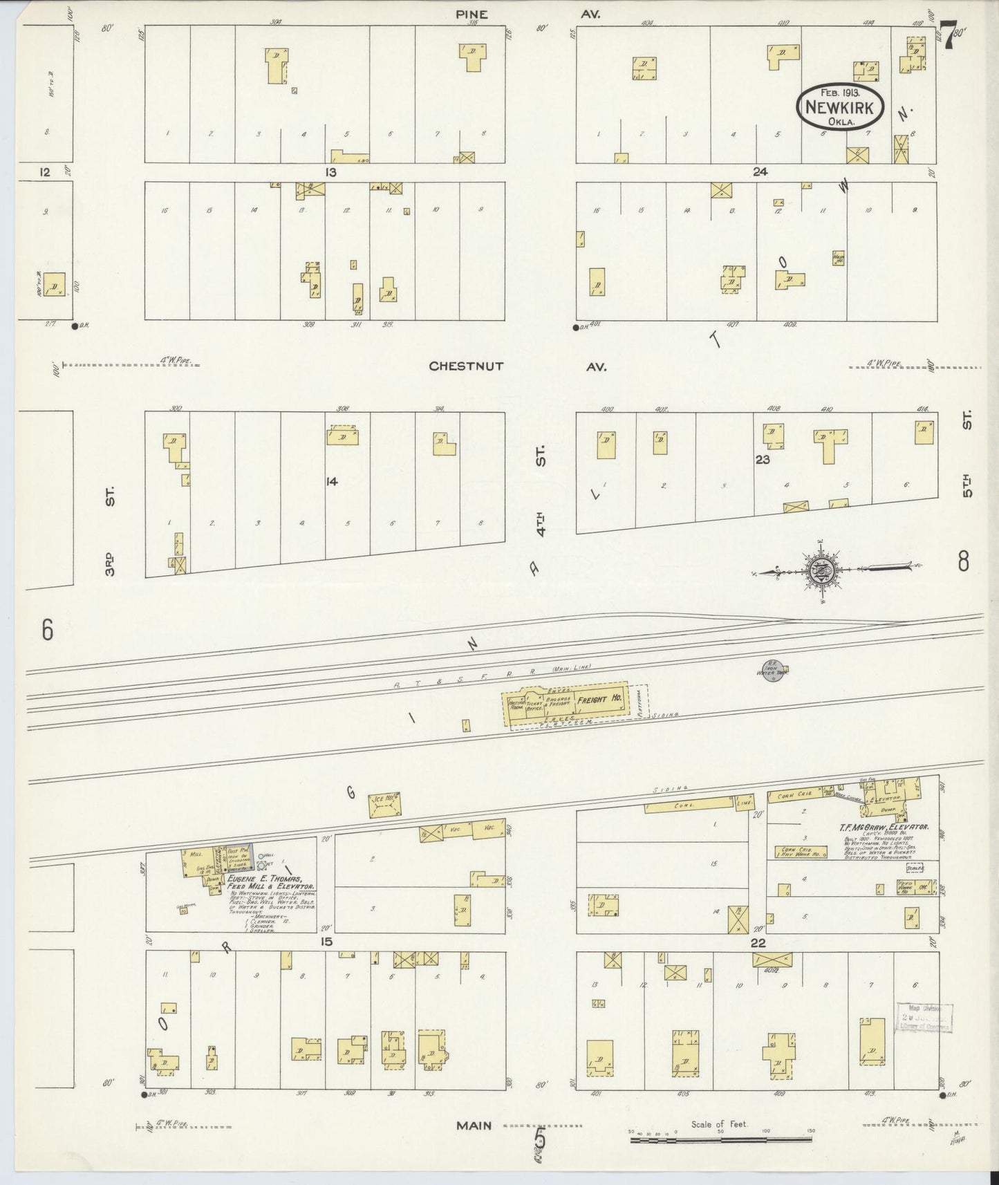 Sanborn Fire Insurance Map from Newkirk, Kay County, Oklahoma (1913), Sheet #0007 - Complete Map Set gallery image, historic Sanborn map, vintage wall art, Oklahoma Oklahoma