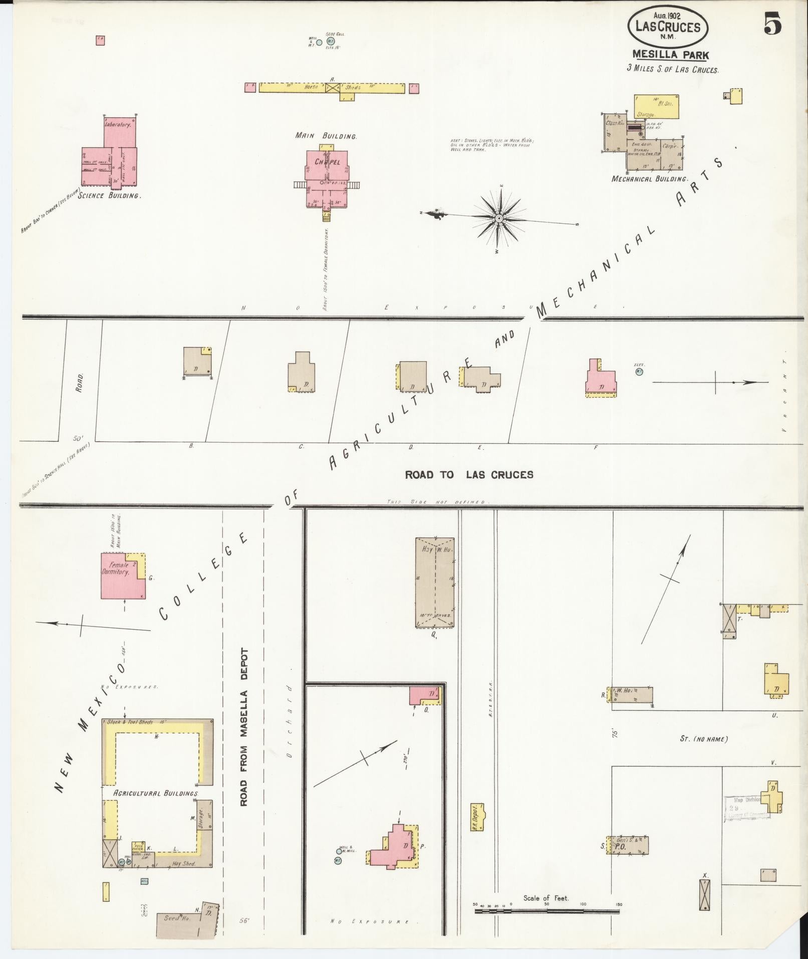 Sanborn Fire Insurance Map from Las Cruces, Dona Ana County, New Mexico (1902), Sheet #0005 - Complete Map Set gallery image, historic Sanborn map, vintage wall art, New Mexico New Mexico