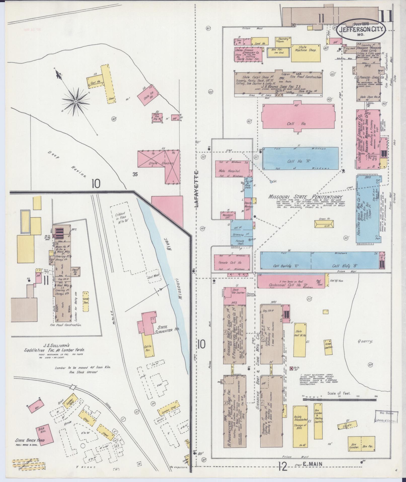 Sanborn Fire Insurance Map from Jefferson City, Cole County, Missouri (1898), Sheet #0011 - Complete Map Set gallery image, historic Sanborn map, vintage wall art, Missouri Missouri