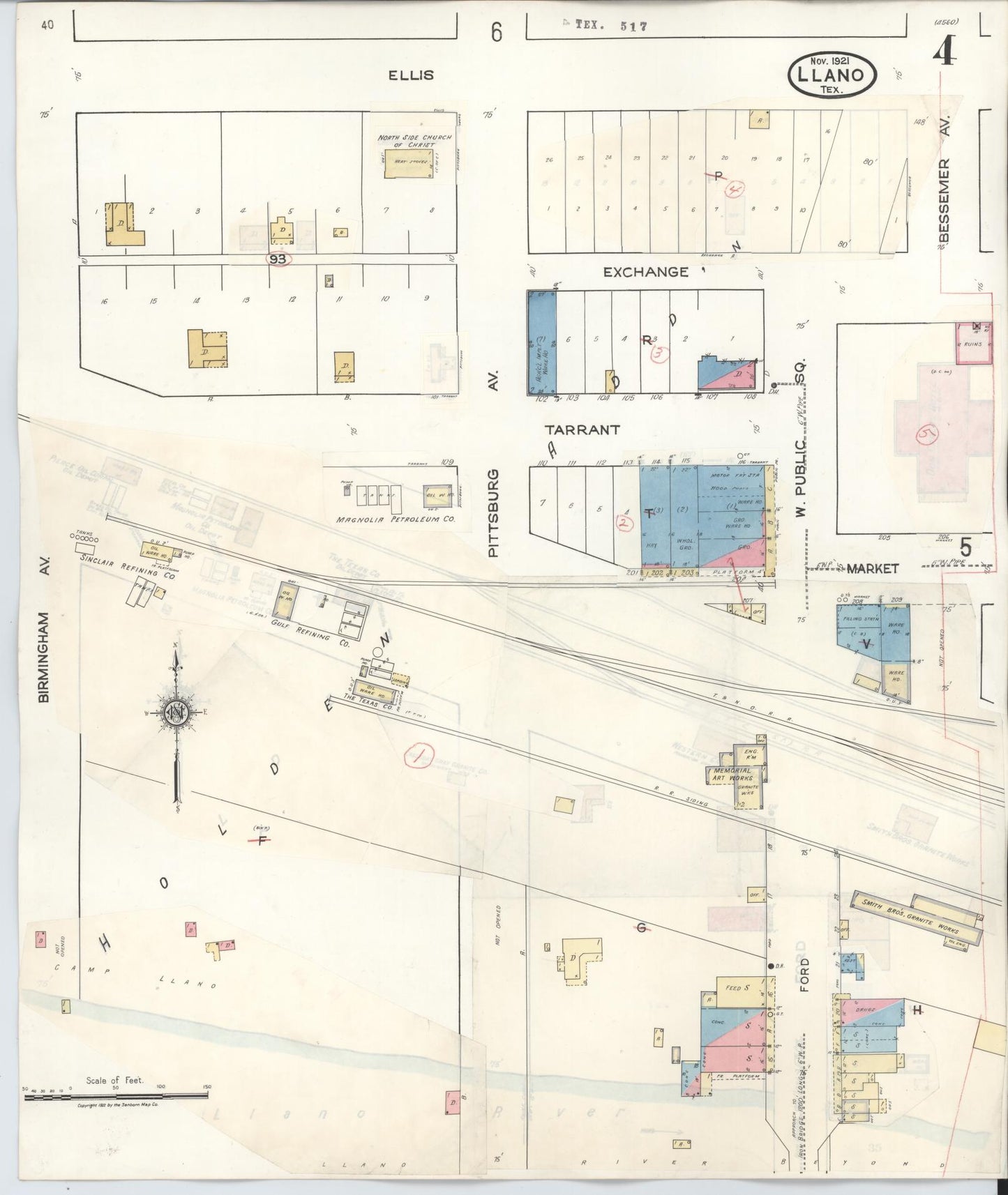 Sanborn Fire Insurance Map from Llano, Llano County, Texas (1942), Sheet #0004 - Complete Map Set gallery image, historic Sanborn map, vintage wall art, Texas Texas