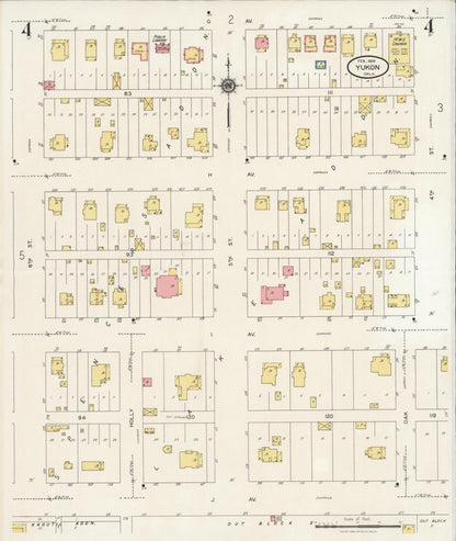 Sanborn Fire Insurance Map from Yukon, Canadian County, Oklahoma (1929), Sheet #0004 - Complete Map Set gallery image, historic Sanborn map, vintage wall art, Oklahoma Oklahoma