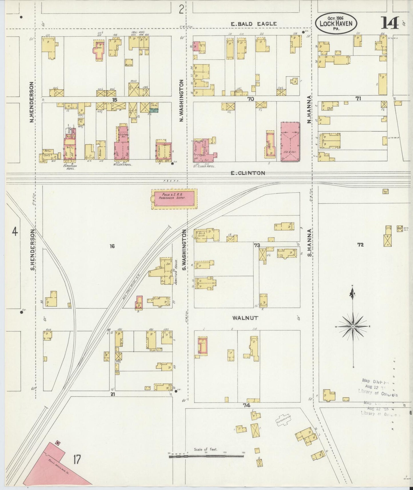 Sanborn Fire Insurance Map from Lock Haven, Clinton County, Pennsylvania (1906), Sheet #0014 - Complete Map Set gallery image, historic Sanborn map, vintage wall art, Pennsylvania Pennsylvania