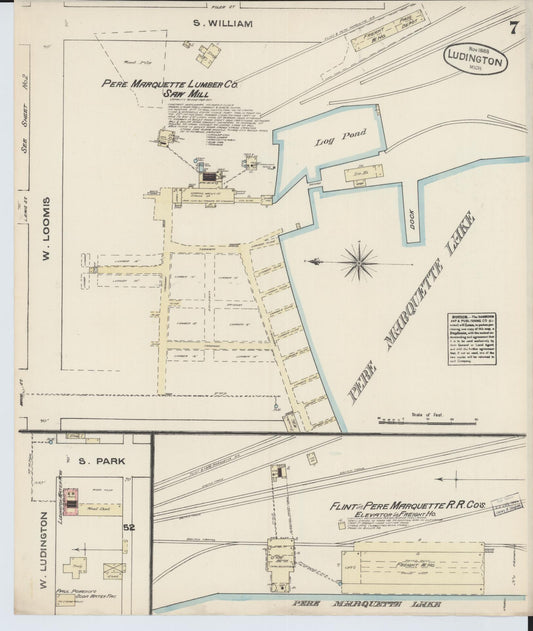 Sanborn Fire Insurance Map from Ludington, Mason County, Michigan (1883), Sheet #0007 - Historic Sanborn Fire Insurance Map Print, vintage old map wall art, antique decor, genealogy gift, Michigan Michigan map