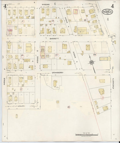 Sanborn Fire Insurance Map from Humble, Harris County, Texas (1940), Sheet #0004 - Historic Sanborn Fire Insurance Map Print, vintage old map wall art, antique decor, genealogy gift, Texas Texas map