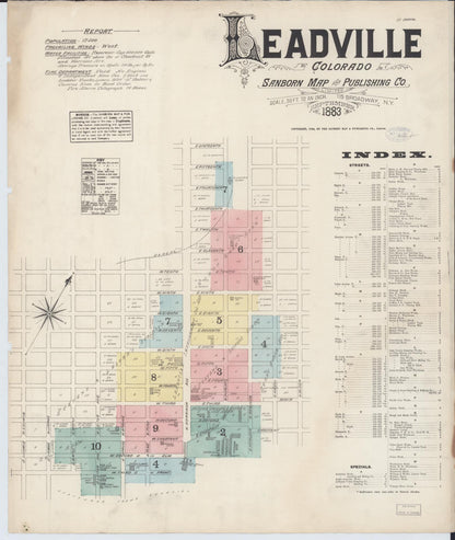 Sanborn Fire Insurance Map from Leadville, Lake County, Colorado (1883), Sheet #0001 - Complete Map Set gallery image, historic Sanborn map, vintage wall art, Colorado Colorado