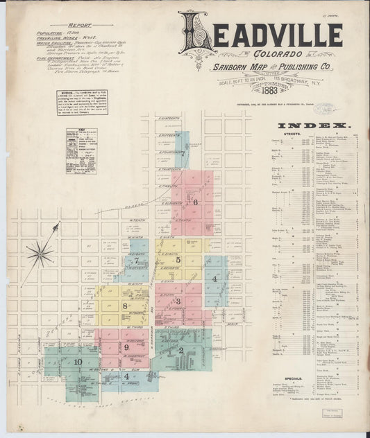 Sanborn Fire Insurance Map from Leadville, Lake County, Colorado (1883), Sheet #0001 - Complete Map Set gallery image, historic Sanborn map, vintage wall art, Colorado Colorado
