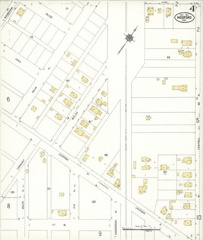 Sanborn Fire Insurance Map from Medford, Jackson County, Oregon (1911), Sheet #0004 - Complete Map Set gallery image, historic Sanborn map, vintage wall art, Oregon Oregon