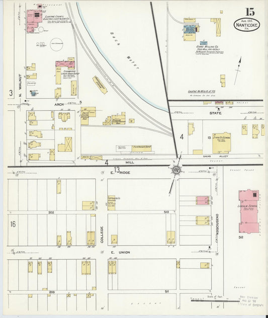 Sanborn Fire Insurance Map from Nanticoke, Luzerne County, Pennsylvania (1912), Sheet #0015 - Historic Sanborn Fire Insurance Map Print, vintage old map wall art, antique decor, genealogy gift, Pennsylvania Pennsylvania map