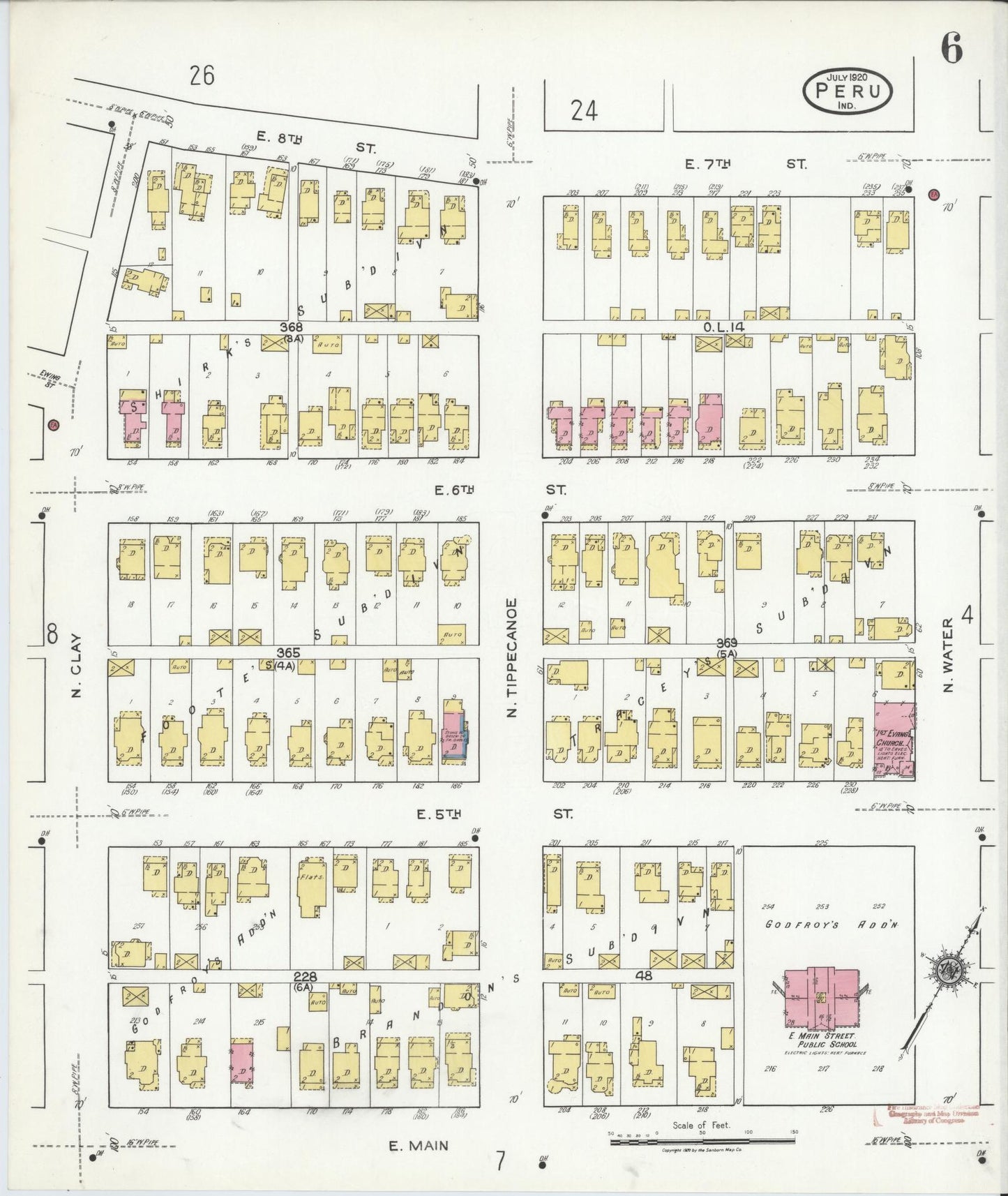 Sanborn Fire Insurance Map from Peru, Miami County, Indiana (1920), Sheet #0006 - Complete Map Set gallery image, historic Sanborn map, vintage wall art, Indiana Indiana