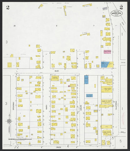 Sanborn Fire Insurance Map from Maricopa, Kern County, California (1926), Sheet #0002 - Complete Map Set gallery image, historic Sanborn map, vintage wall art, California California