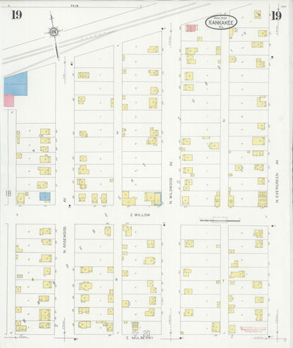 Sanborn Fire Insurance Map from Kankakee, Kankakee County, Illinois (1930), Sheet #0019 - Historic Sanborn Fire Insurance Map Print, vintage old map wall art, antique decor, genealogy gift, Illinois Illinois map