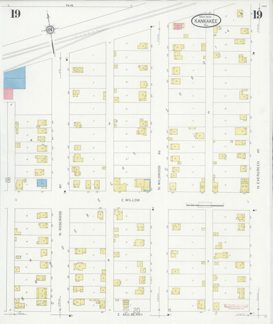 Sanborn Fire Insurance Map from Kankakee, Kankakee County, Illinois (1930), Sheet #0019 - Historic Sanborn Fire Insurance Map Print, vintage old map wall art, antique decor, genealogy gift, Illinois Illinois map