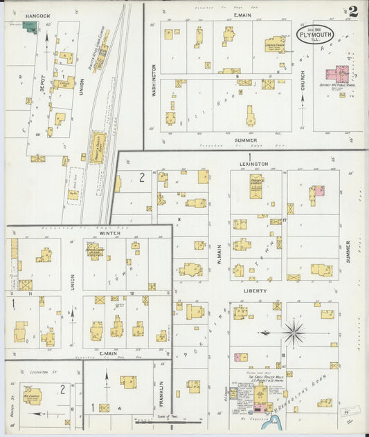Sanborn Fire Insurance Map from Plymouth, Hancock County, Illinois (1906), Sheet #0002 - Historic Sanborn Fire Insurance Map Print, vintage old map wall art, antique decor, genealogy gift, Illinois Illinois map
