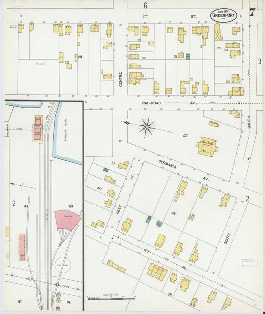 Sanborn Fire Insurance Map from Greenport, Suffolk County, New York (1902), Sheet #0007 - Historic Sanborn Fire Insurance Map Print, vintage old map wall art, antique decor, genealogy gift, New York New York map