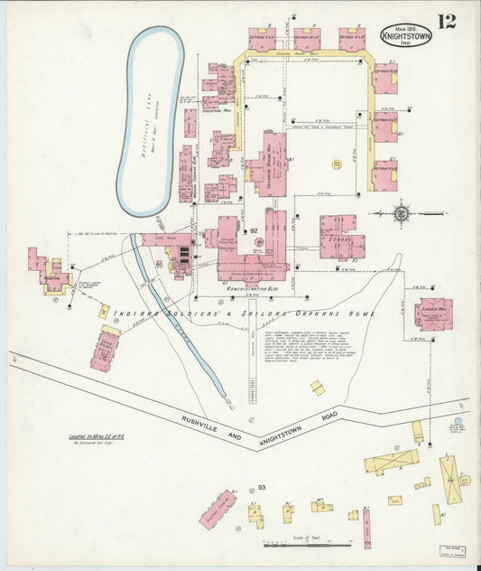 Sanborn Fire Insurance Map from Knightstown, Henry County, Indiana (1916), Sheet #0012 - Historic Sanborn Fire Insurance Map Print, vintage old map wall art, antique decor, genealogy gift, Indiana Indiana map