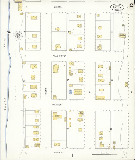 Sanborn Fire Insurance Map from Asotin, Asotin County, Washington (1905), Sheet #0002 - Historic Sanborn Fire Insurance Map Print, vintage old map wall art, antique decor, genealogy gift, Washington Washington map
