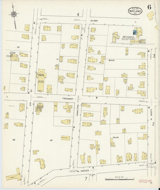 Sanborn Fire Insurance Map from Wayland, Steuben County, New York (1913), Sheet #0006 - Historic Sanborn Fire Insurance Map Print, vintage old map wall art, antique decor, genealogy gift, New York New York map
