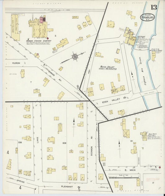 Sanborn Fire Insurance Map from Hamburg, Erie County, New York (1913), Sheet #0013 - Historic Sanborn Fire Insurance Map Print, vintage old map wall art, antique decor, genealogy gift, New York New York map